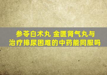 参苓白术丸 金匮肾气丸与治疗排尿困难的中药能同服吗